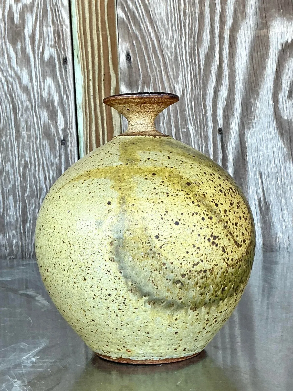 Vintage Boho Original Studio Pottery Vase - Stone, 7W x 9H — additional photo 3