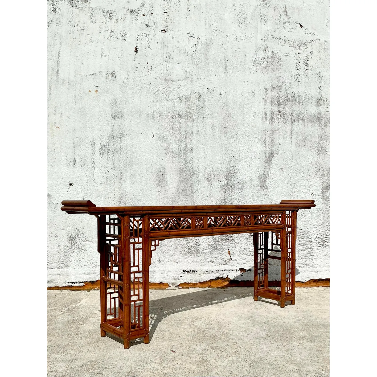 Vintage Asian Pagoda Fretwork Console Table — additional photo 2