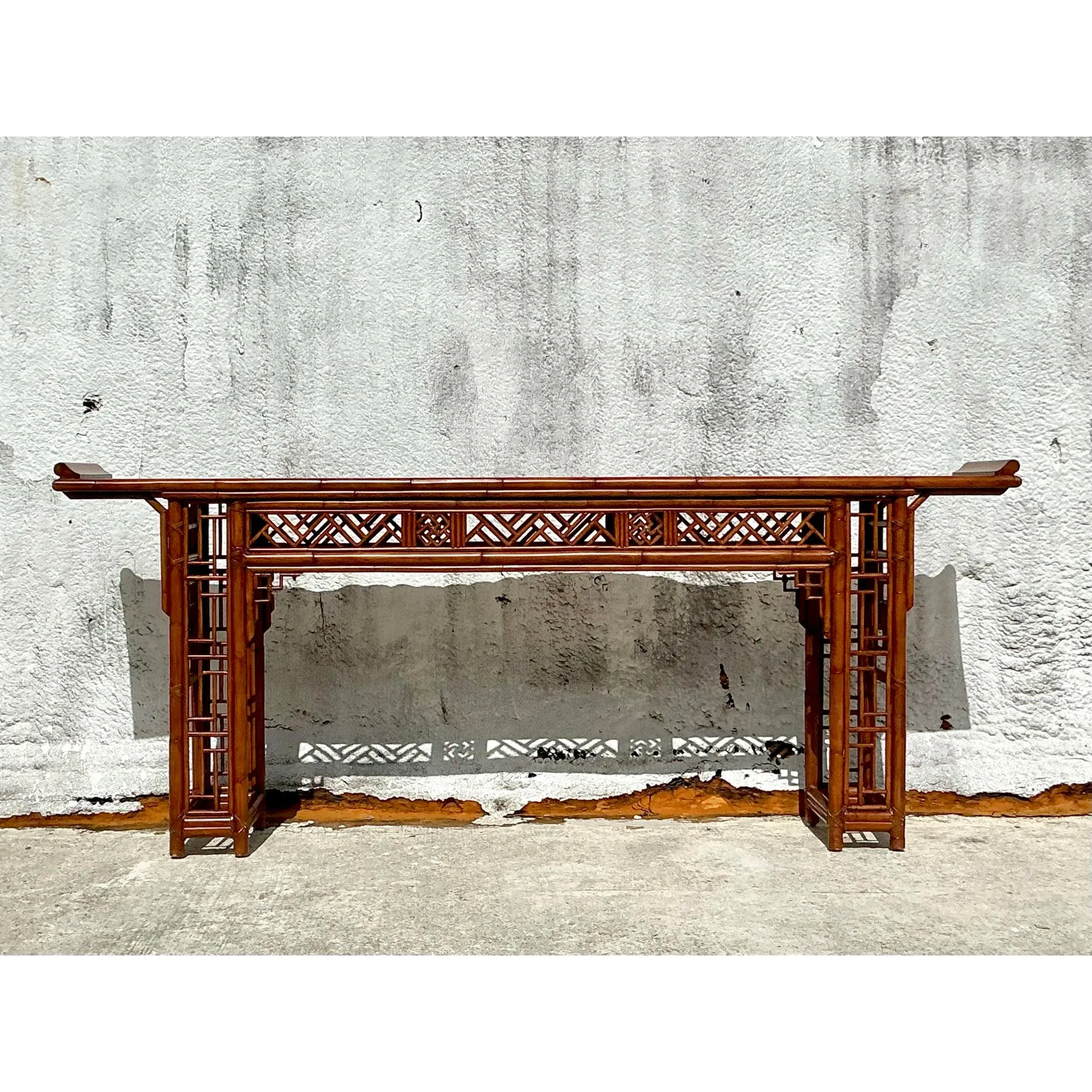 Vintage Asian Pagoda Fretwork Console Table — additional photo 4