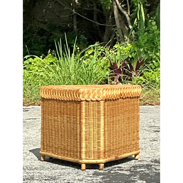 Vintage Coastal Brown Jordan Triangle Side Table — additional photo 3