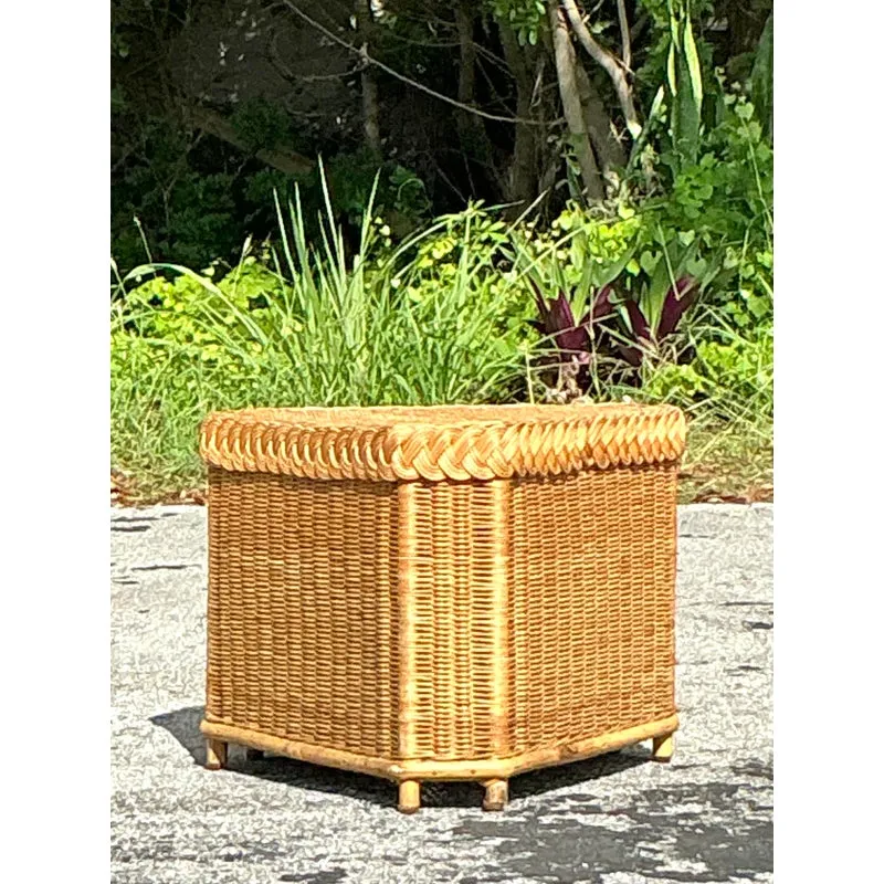 Vintage Coastal Brown Jordan Triangle Side Table — additional photo 4