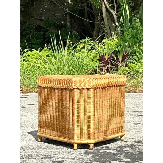 Vintage Coastal Brown Jordan Triangle Side Table — additional photo 4