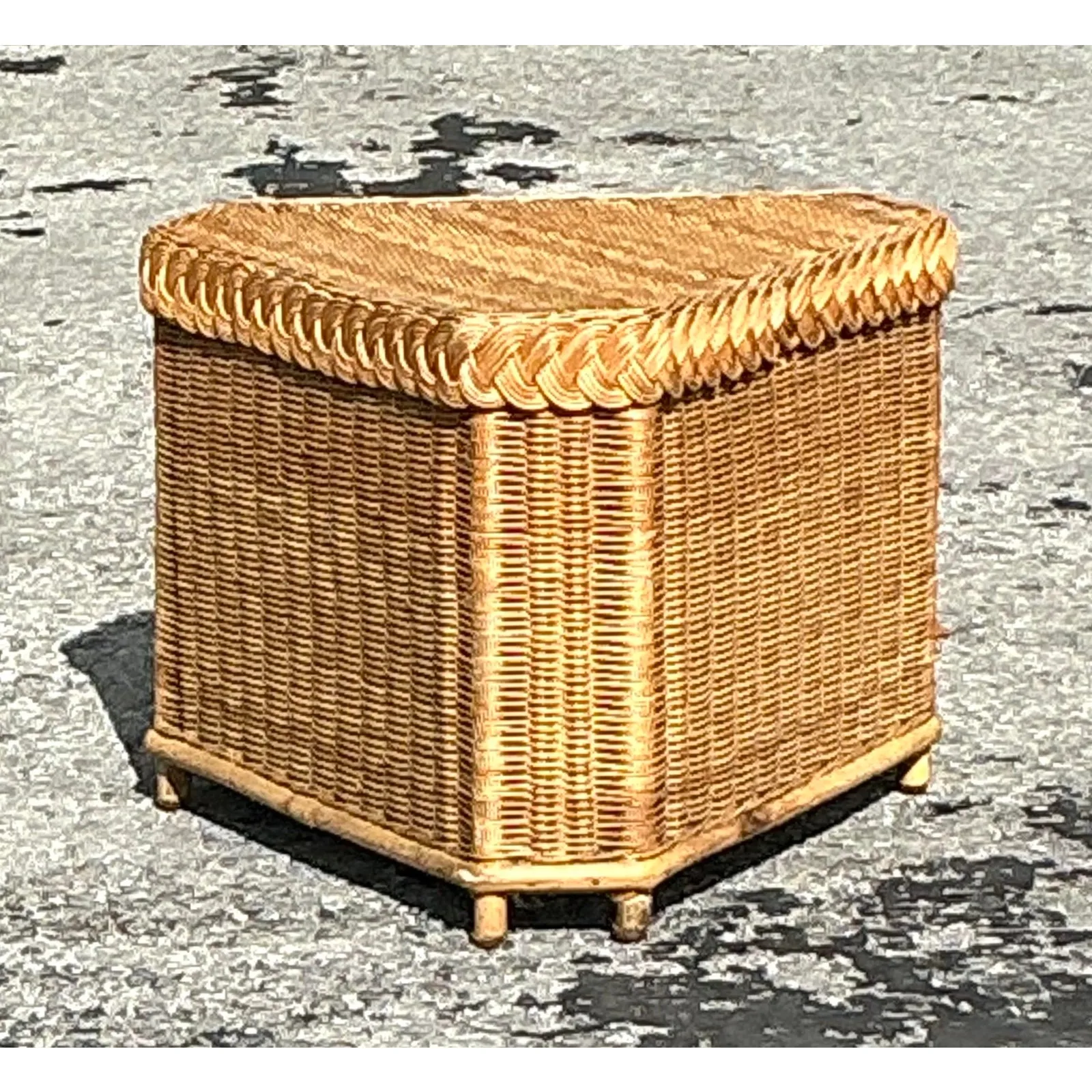 Vintage Coastal Brown Jordan Triangle Side Table — additional photo 2