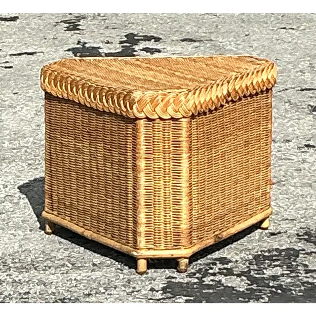 Vintage Coastal Brown Jordan Triangle Side Table — additional photo 2
