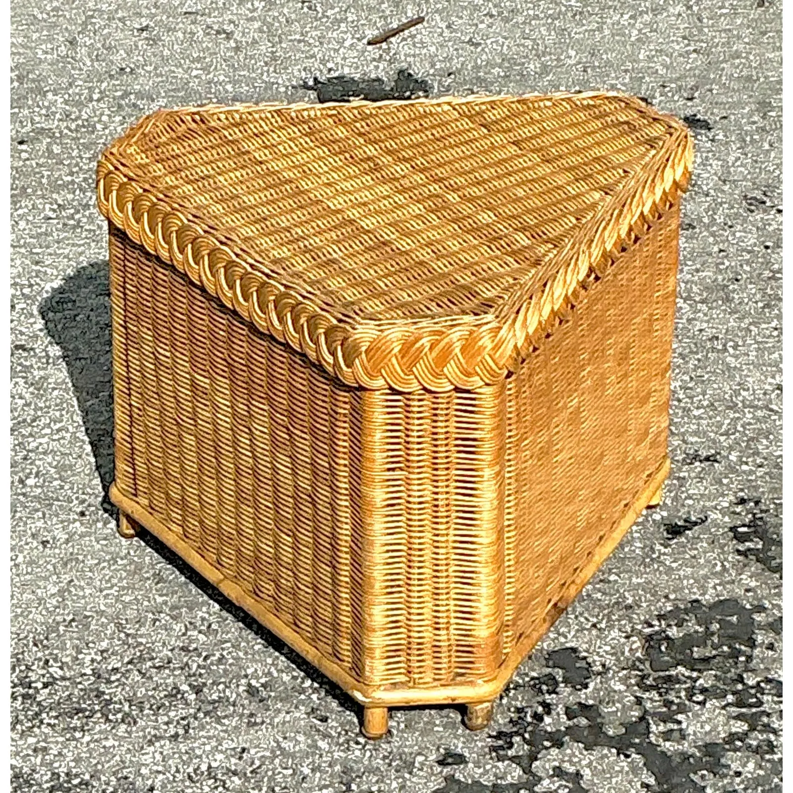 Vintage Coastal Brown Jordan Triangle Side Table — additional photo 6