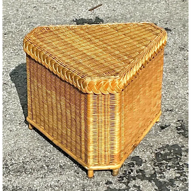 Vintage Coastal Brown Jordan Triangle Side Table — additional photo 6
