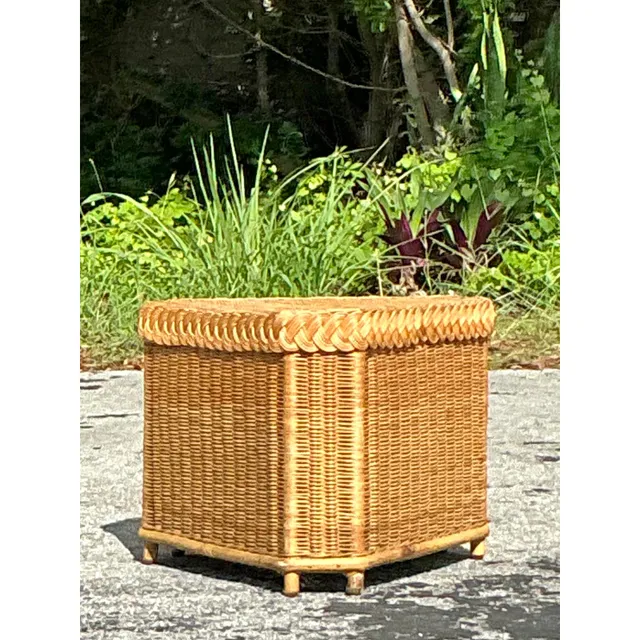 Vintage Coastal Brown Jordan Triangle Side Table — additional photo 8