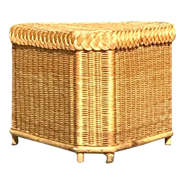 Vintage Coastal Brown Jordan Triangle Side Table — additional photo 1