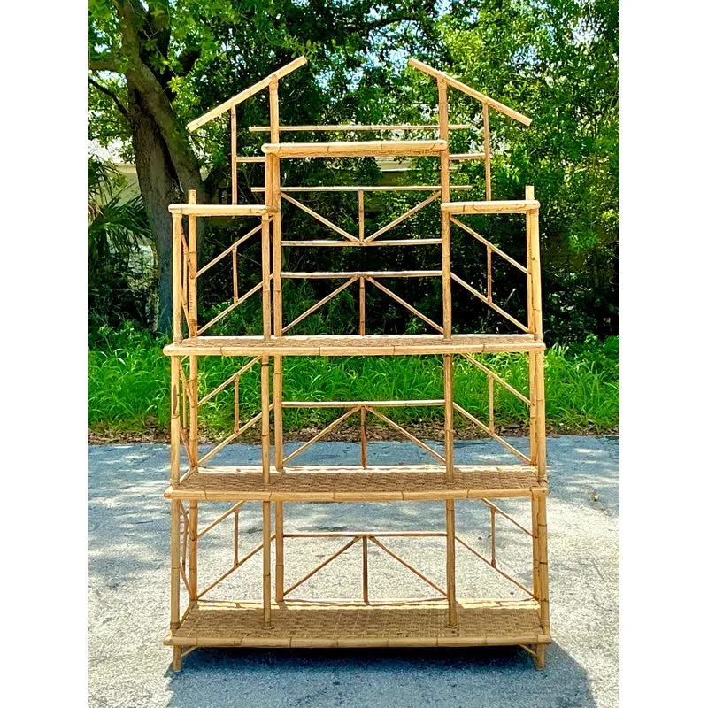 Vintage Boho French Bamboo Etagere — additional photo 1