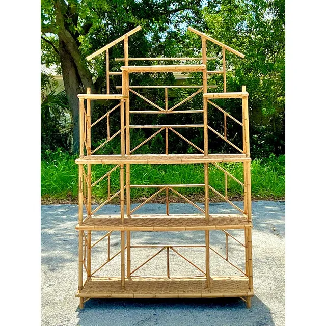 Vintage Boho French Bamboo Etagere — additional photo 2