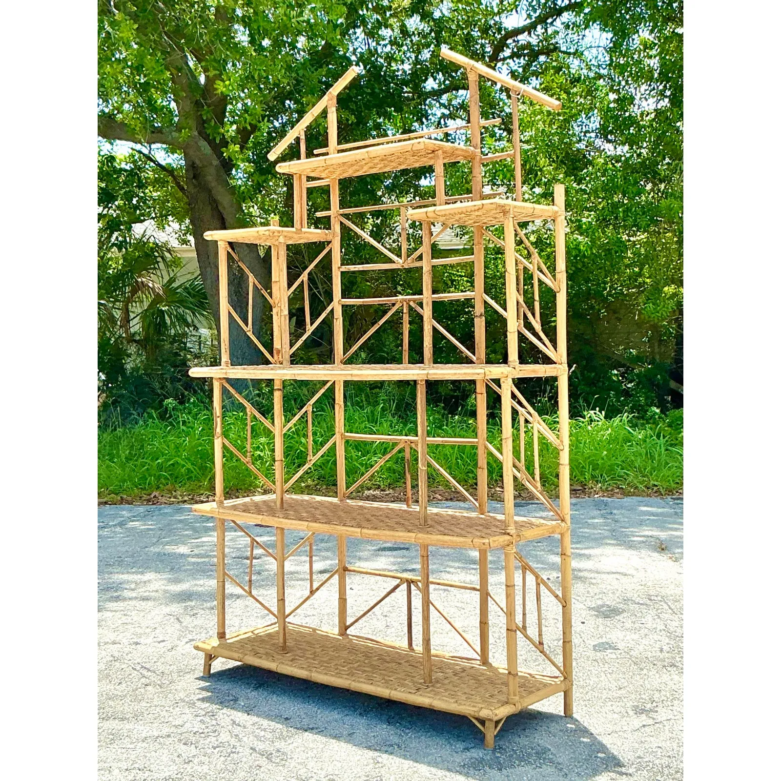 Vintage Boho French Bamboo Etagere — additional photo 3