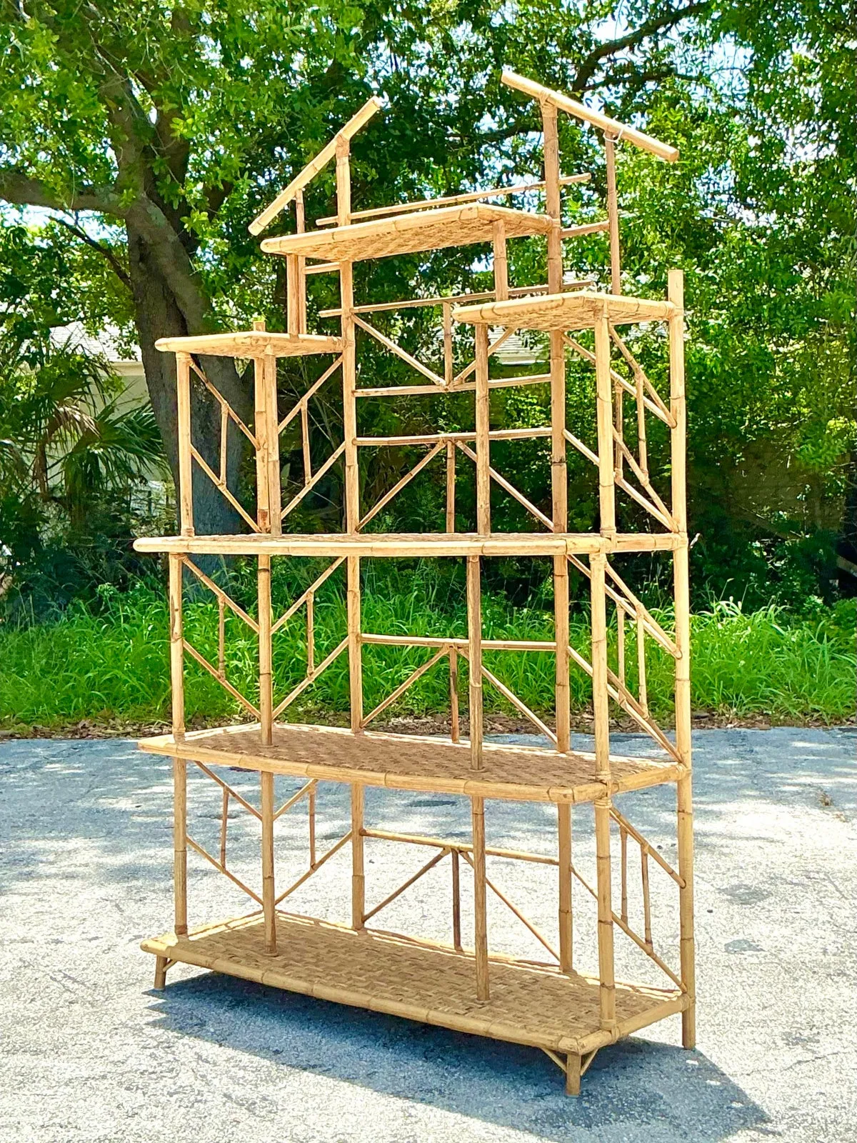 Vintage Boho French Bamboo Etagere — additional photo 2