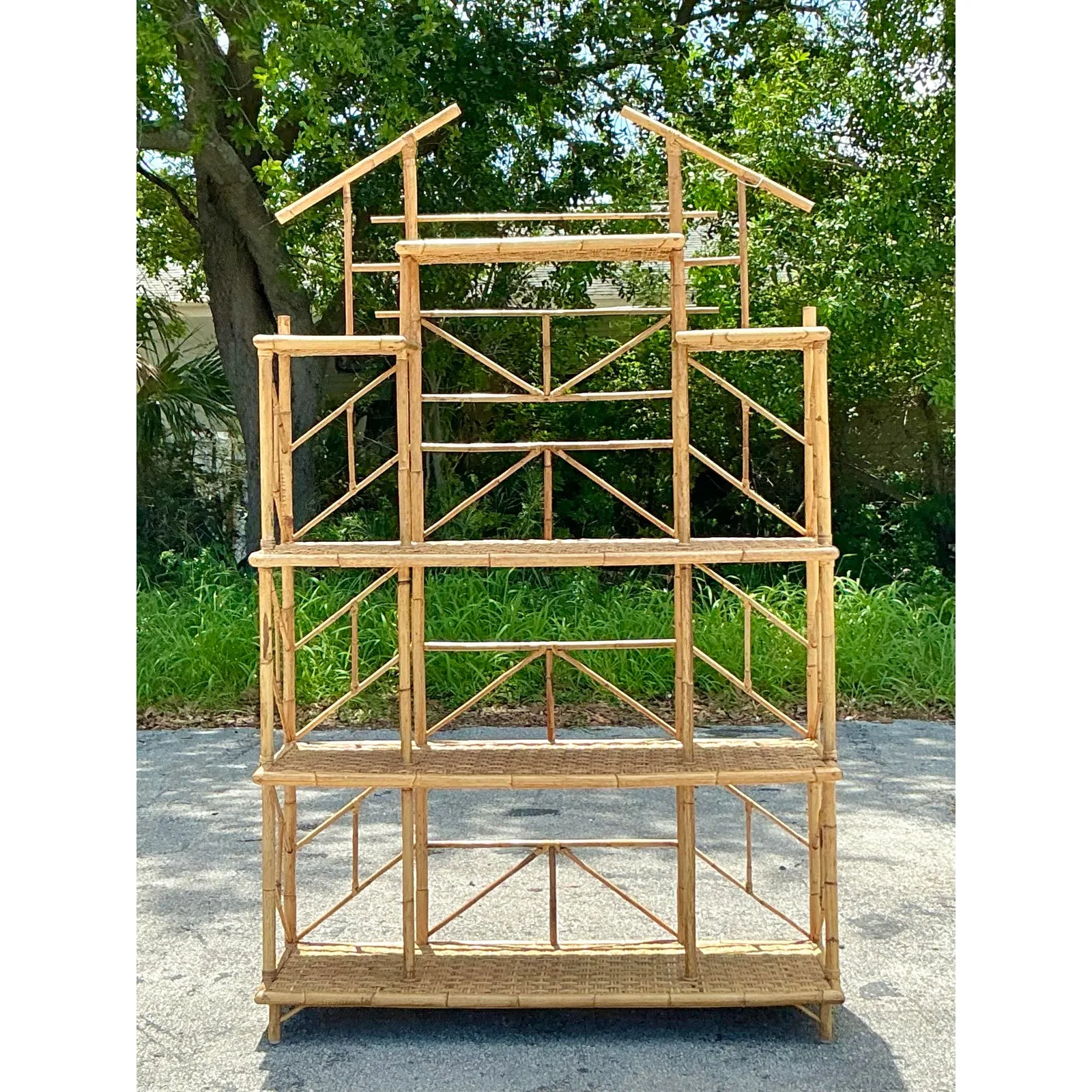 Vintage Boho French Bamboo Etagere — additional photo 4