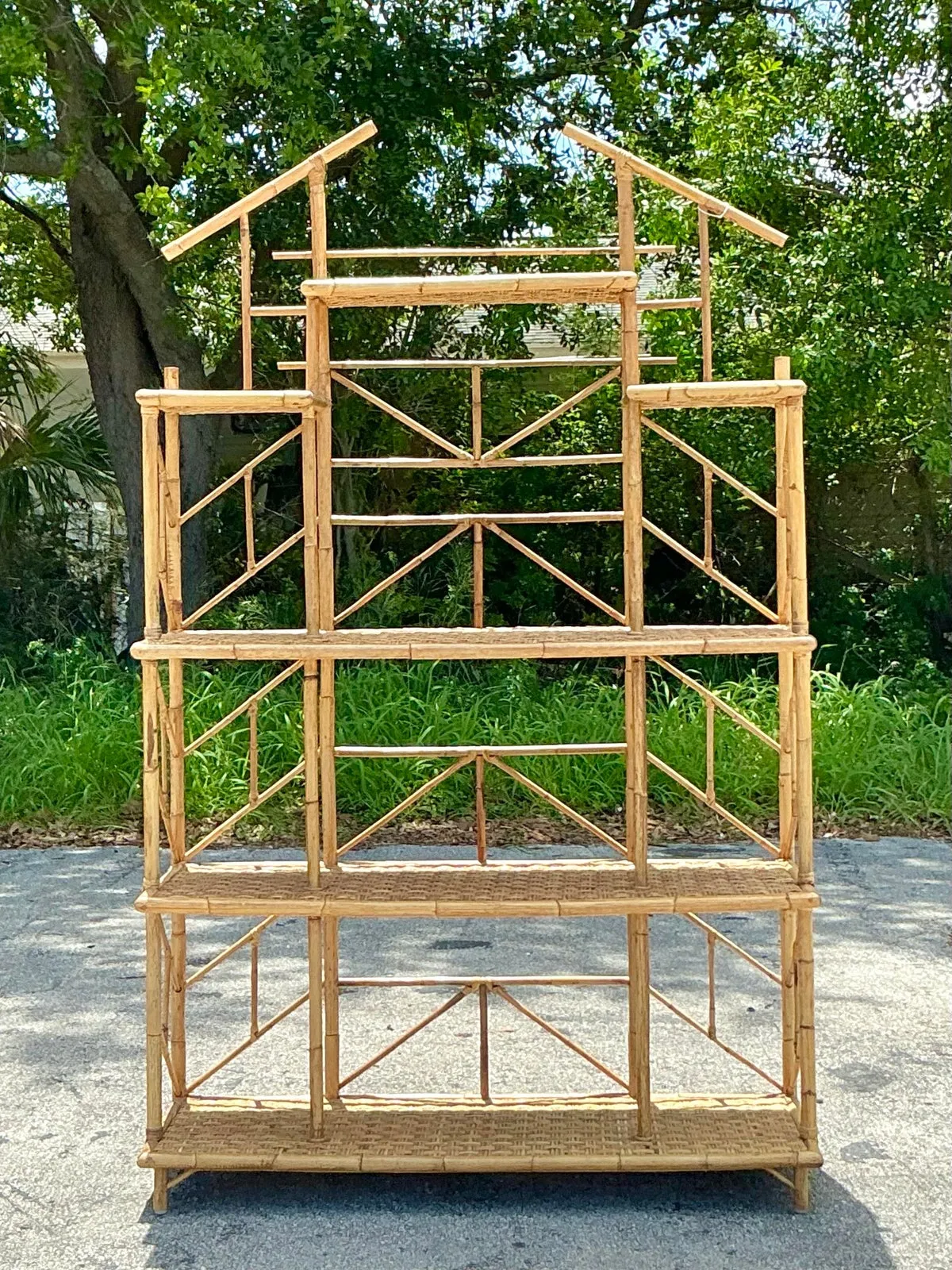 Vintage Boho French Bamboo Etagere — additional photo 3