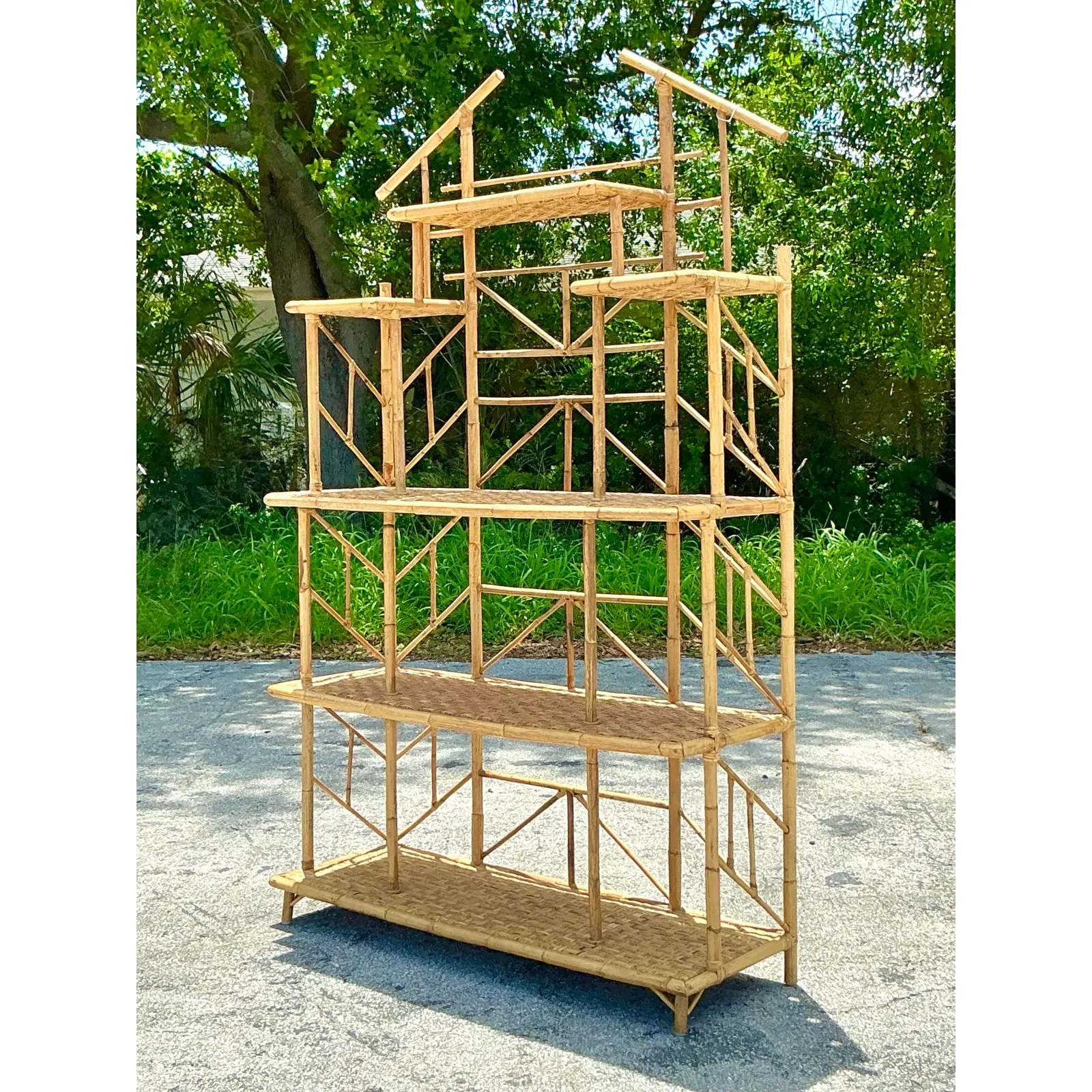 Vintage Boho French Bamboo Etagere — additional photo 5