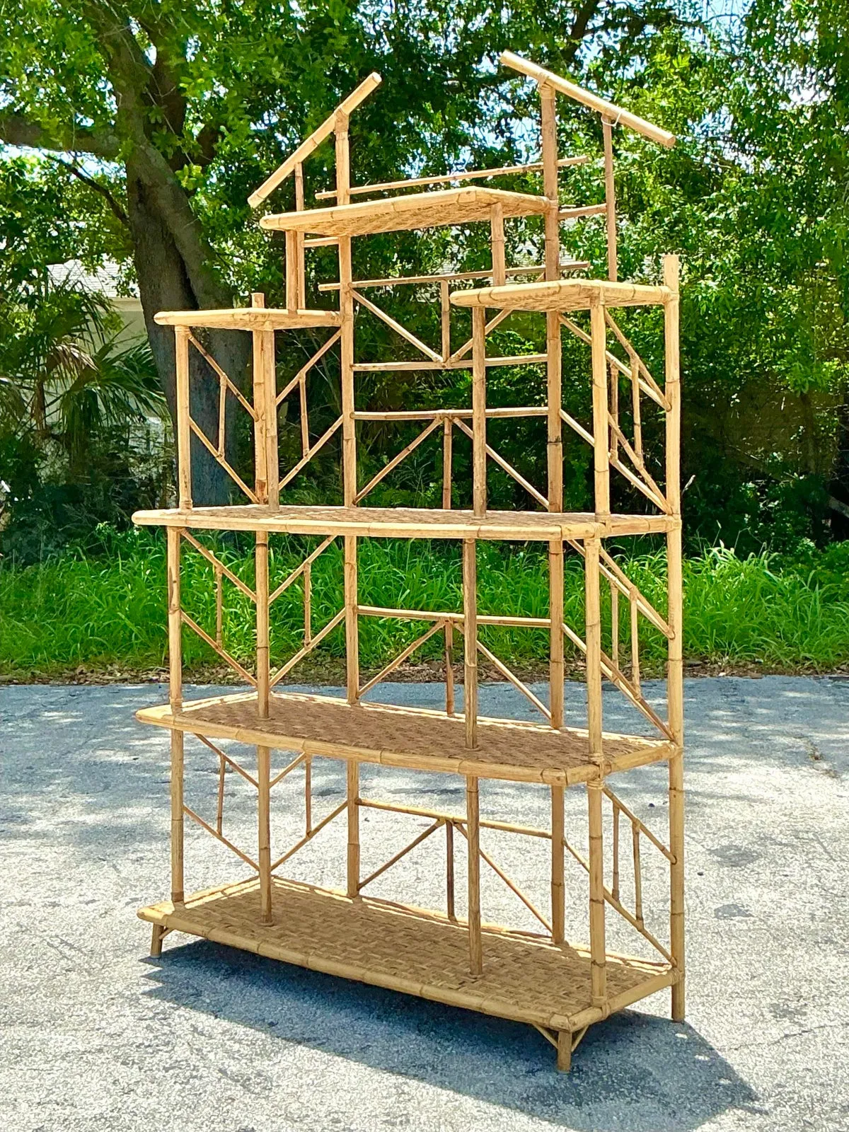 Vintage Boho French Bamboo Etagere — additional photo 4