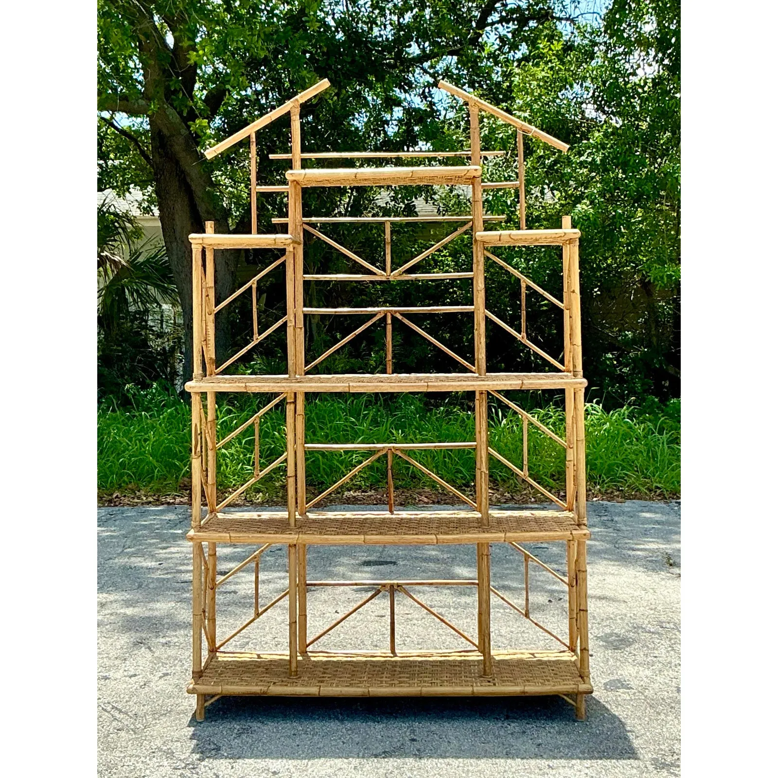 Vintage Boho French Bamboo Etagere — additional photo 6