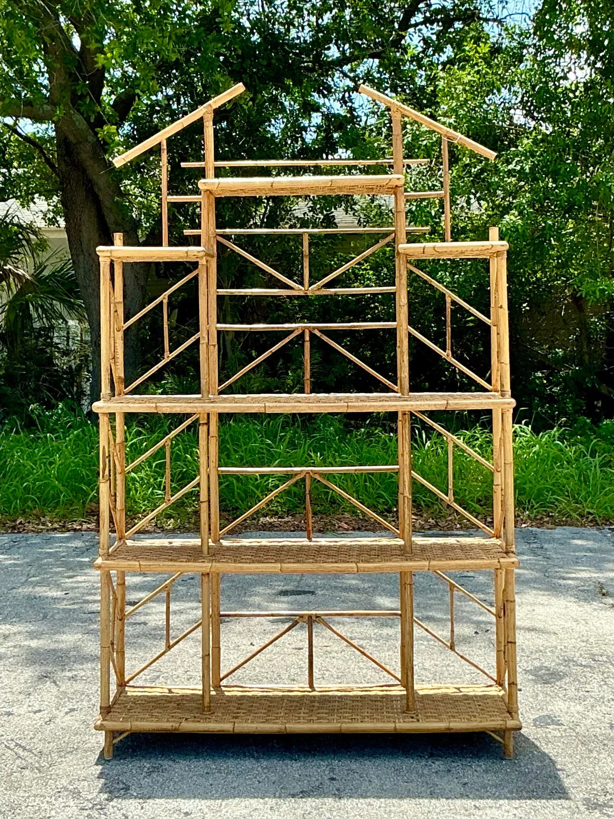 Vintage Boho French Bamboo Etagere — additional photo 5