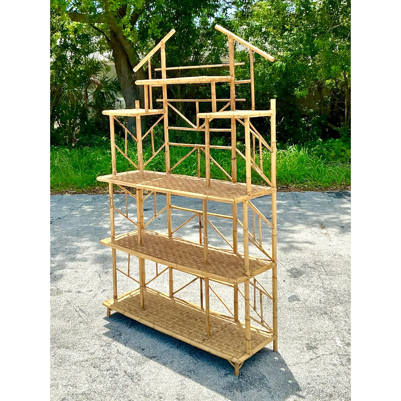 Vintage Boho French Bamboo Etagere — additional photo 8