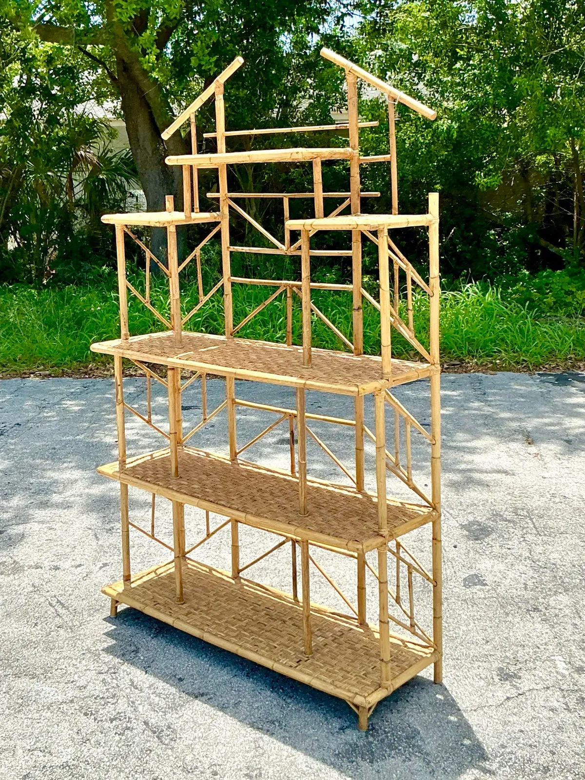 Vintage Boho French Bamboo Etagere — additional photo 7