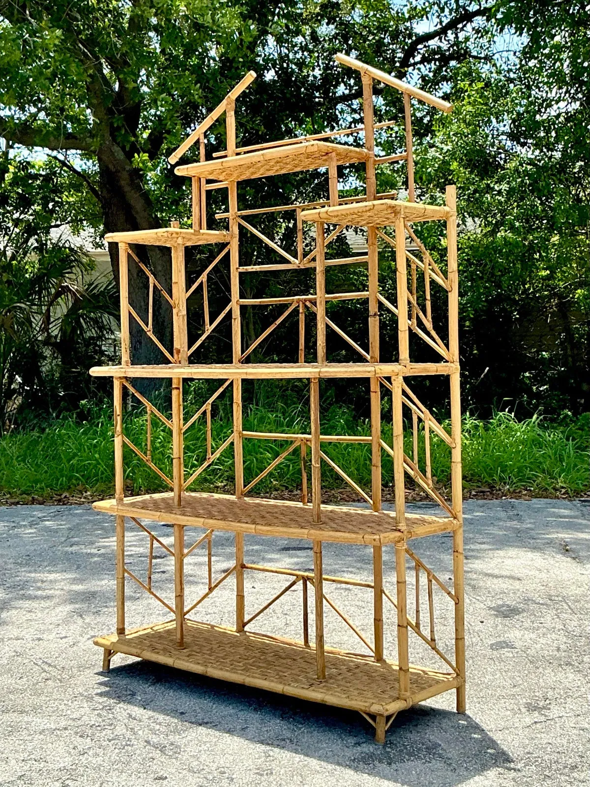 Vintage Boho French Bamboo Etagere — additional photo 8