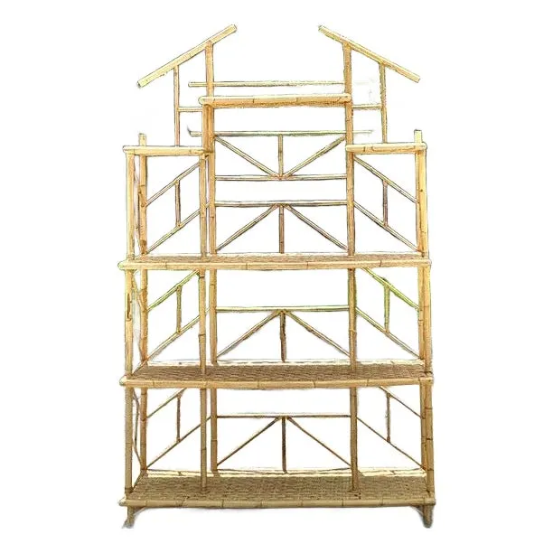 Vintage Boho French Bamboo Etagere