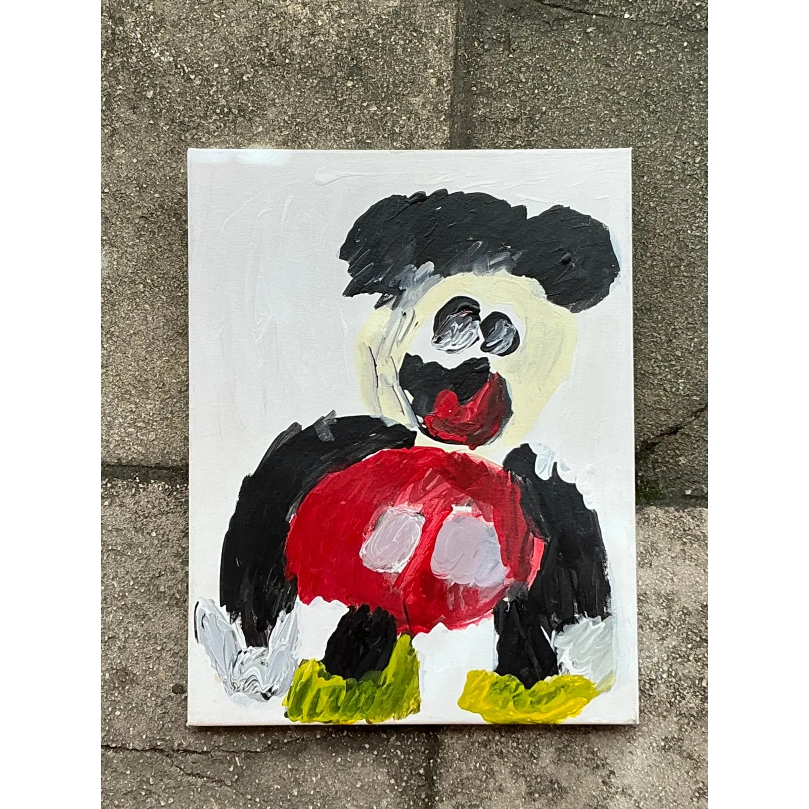 Vintage Boho Abstract Mickey Original Oil on Canvas