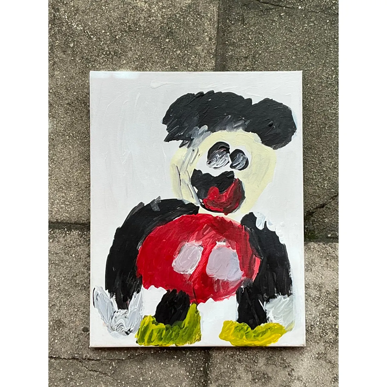 Vintage Boho Abstract Mickey Original Oil on Canvas