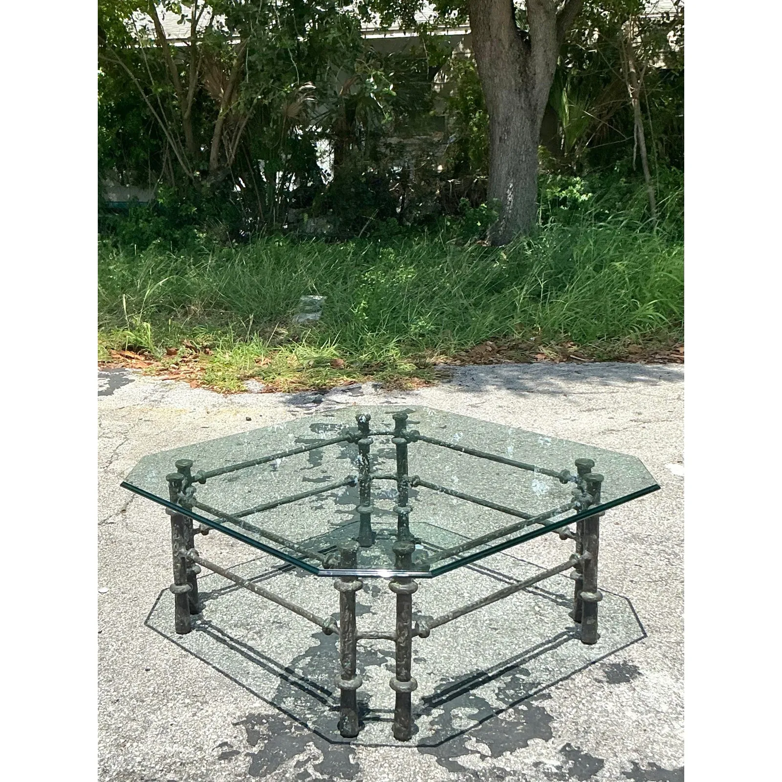 Vintage Boho Patinated Bronze Coffee Table After Giacometti — additional photo 1