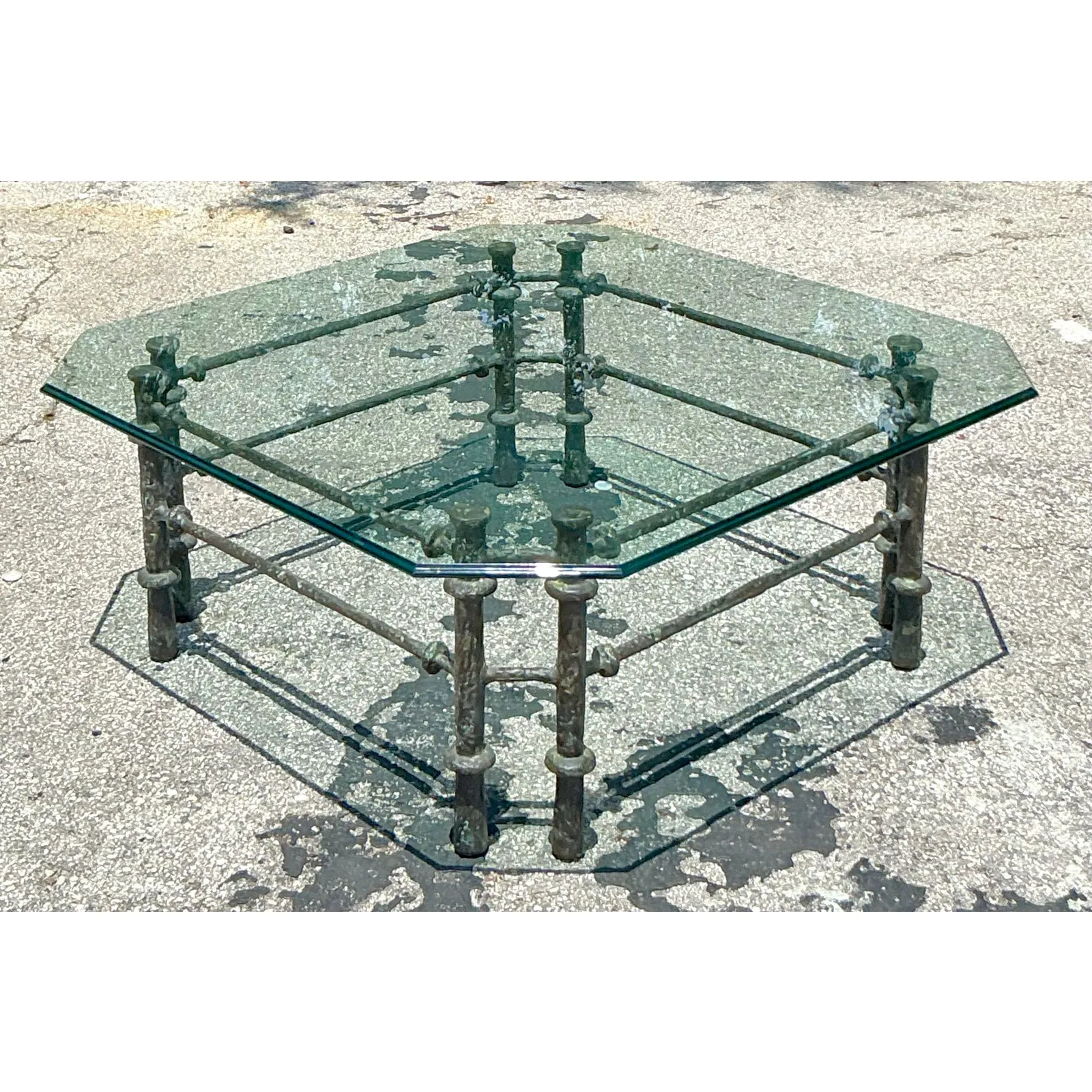 Vintage Boho Patinated Bronze Coffee Table After Giacometti — additional photo 2