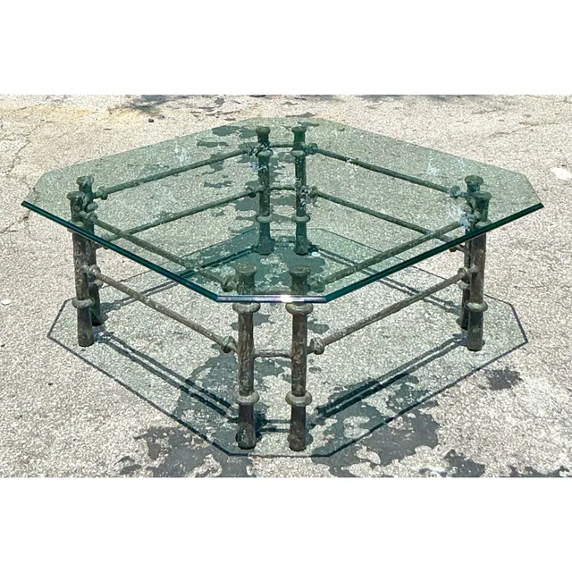 Vintage Boho Patinated Bronze Coffee Table After Giacometti — additional photo 2