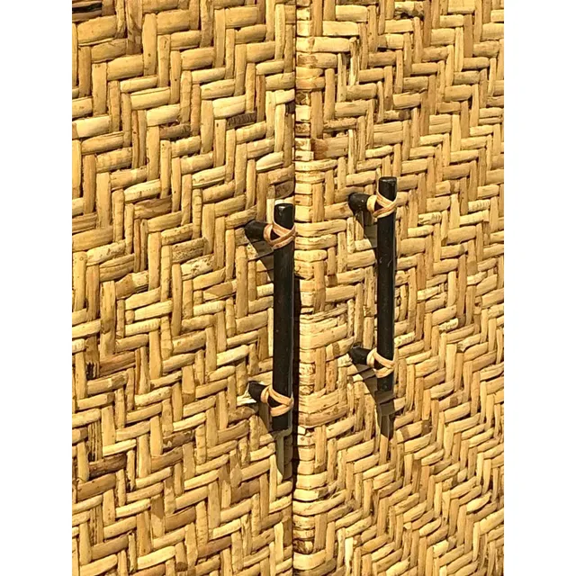 Vintage Coastal Woven Rattan Armoire — additional photo 6