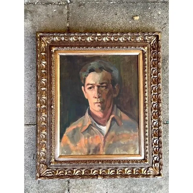 Vintage Boho Framed Original Portrait on Canvas