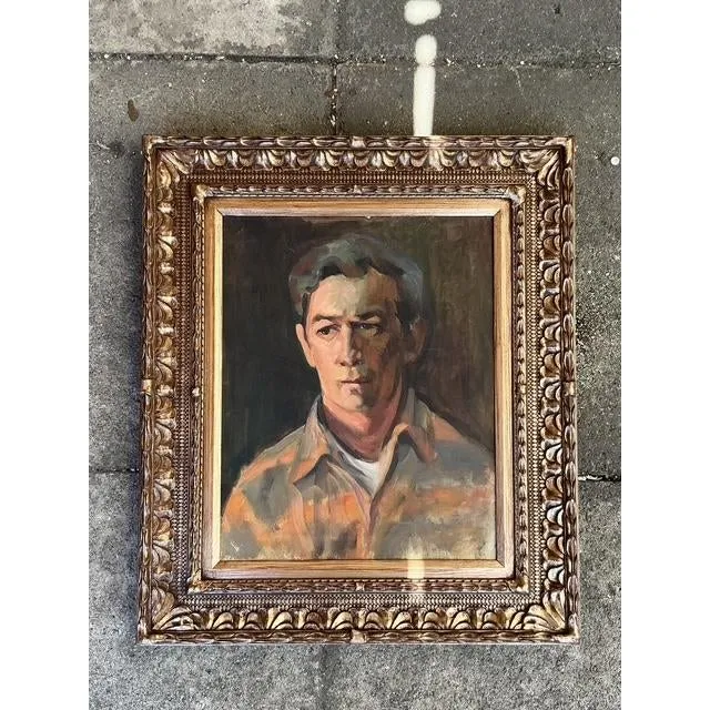 Vintage Boho Framed Original Portrait on Canvas — additional photo 1