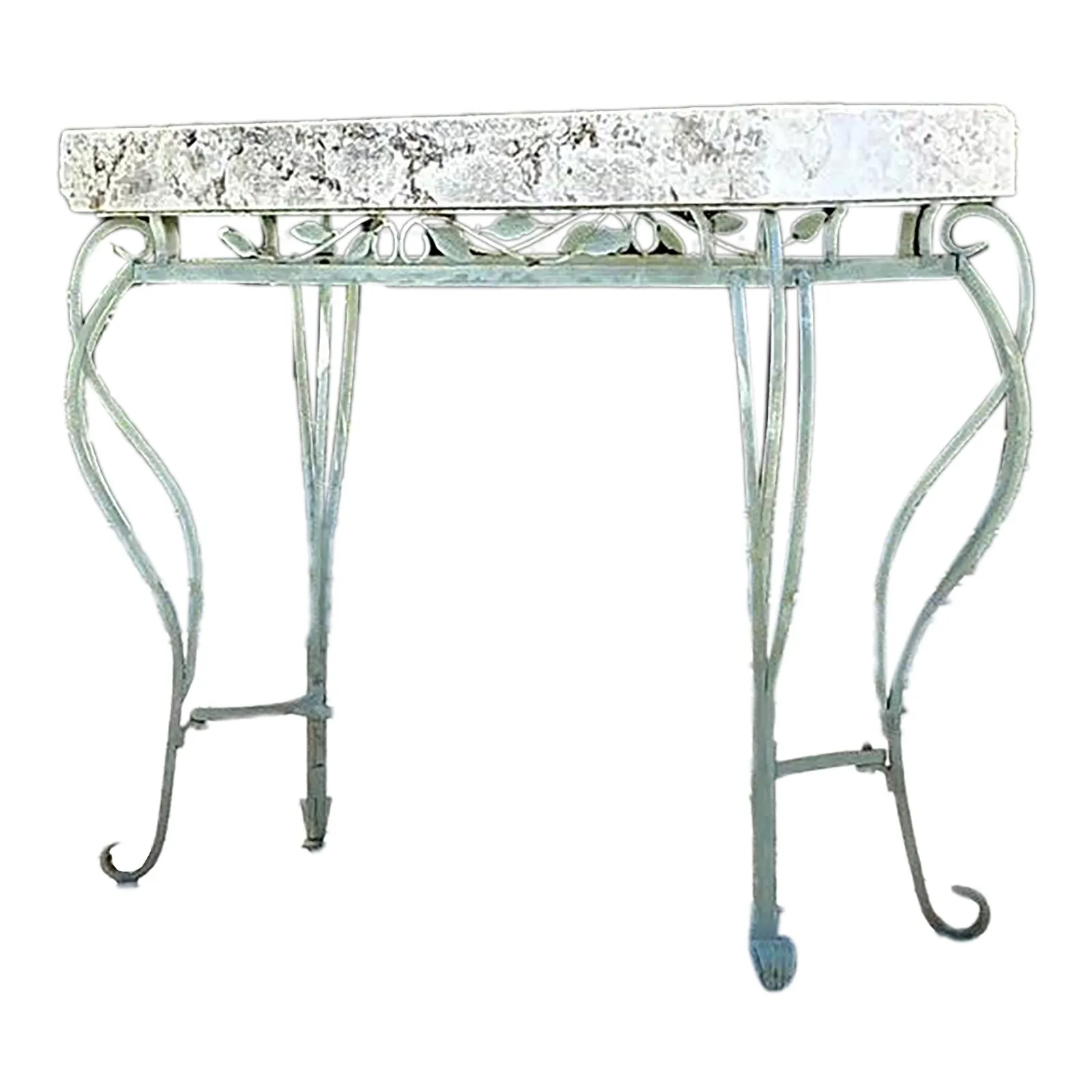 Vintage Boho Wrought Iron and Coquina Stone Console Table — additional photo 1