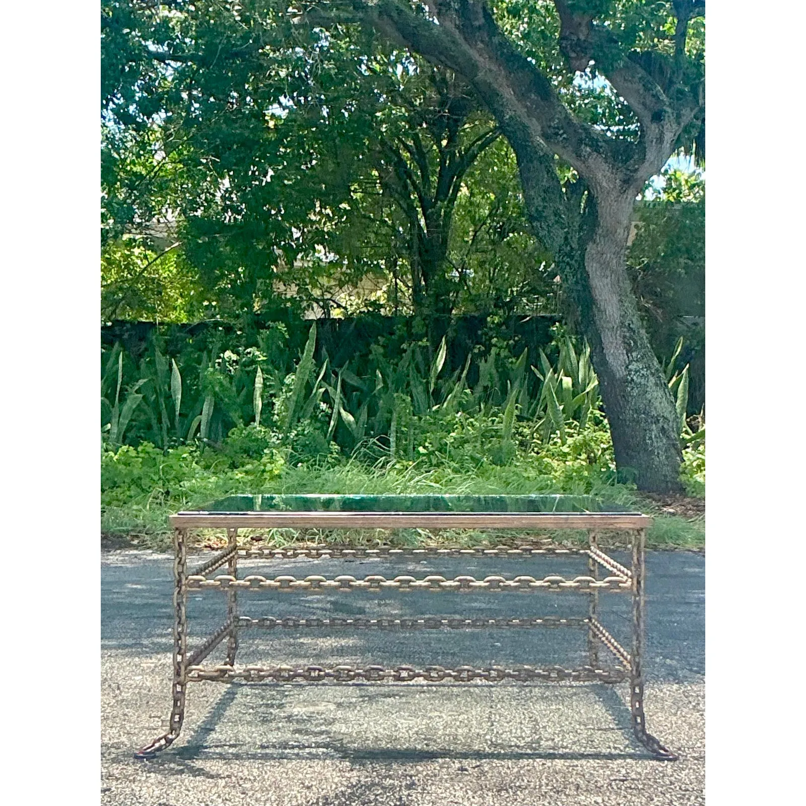 Vintage Boho Patinated Chain Coffee Table — additional photo 3