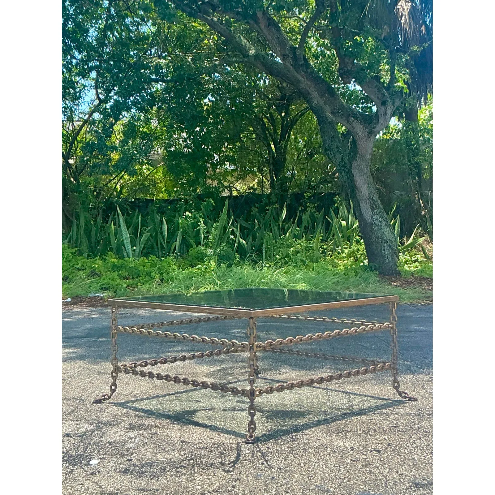 Vintage Boho Patinated Chain Coffee Table — additional photo 1
