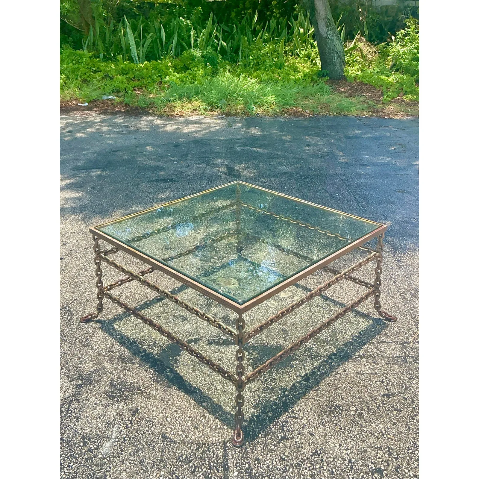 Vintage Boho Patinated Chain Coffee Table — additional photo 4