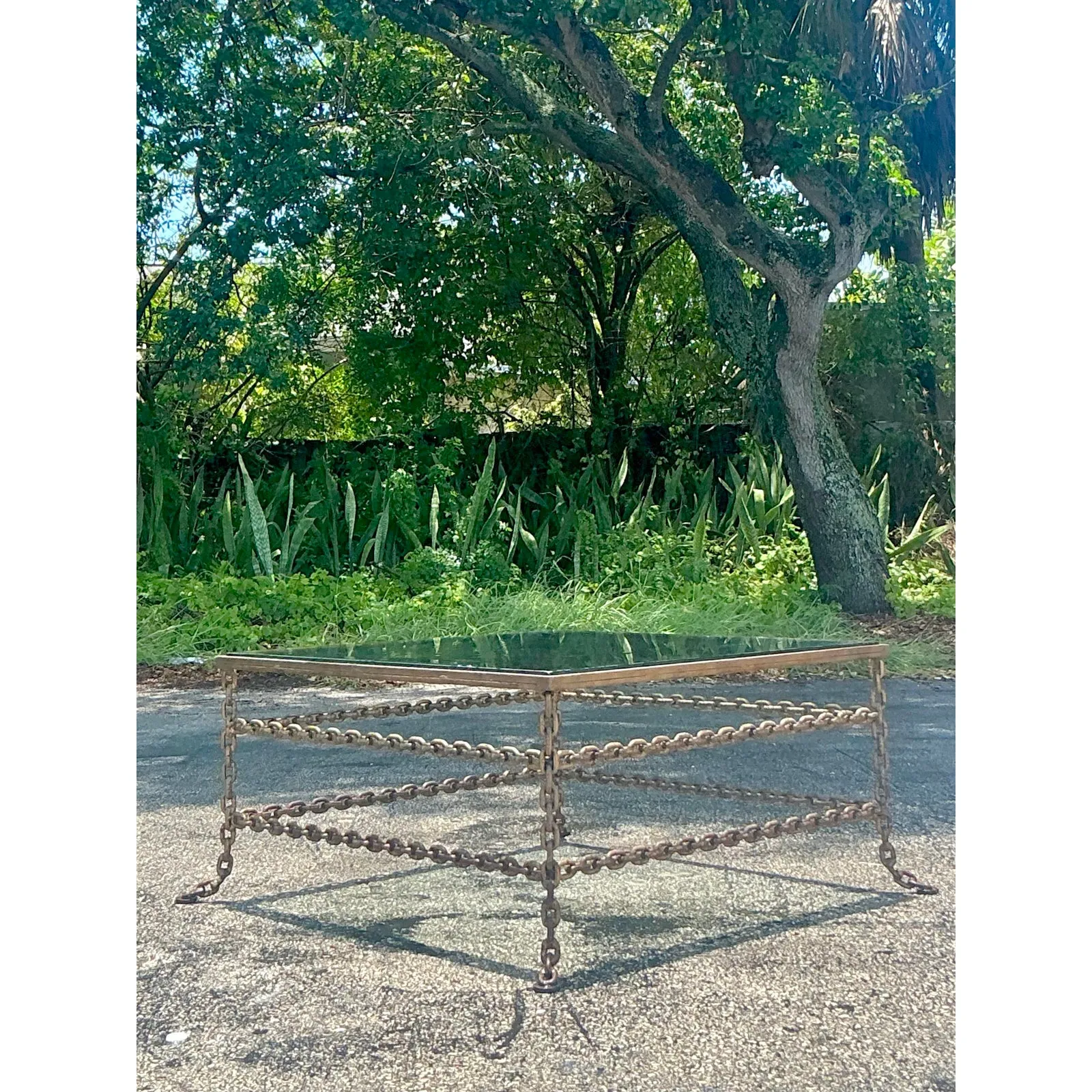 Vintage Boho Patinated Chain Coffee Table — additional photo 6