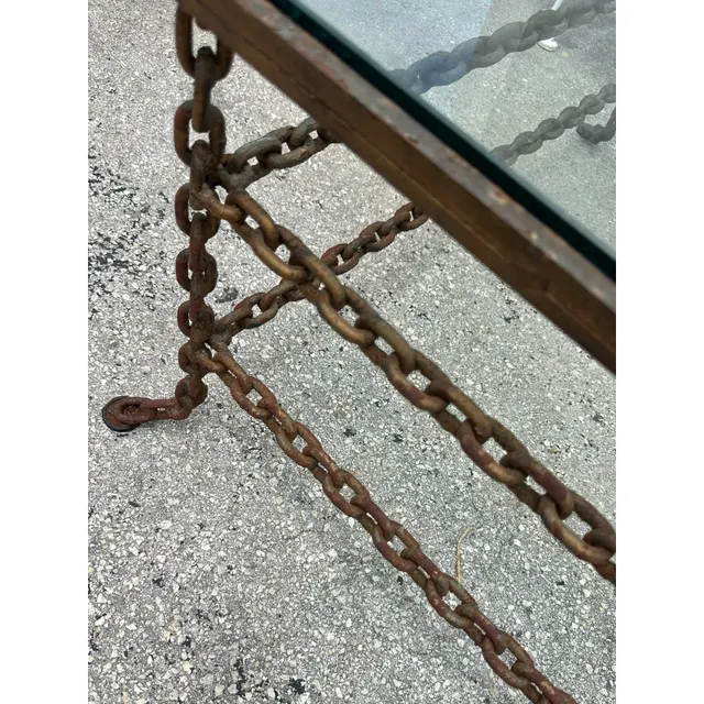 Vintage Boho Patinated Chain Coffee Table — additional photo 7