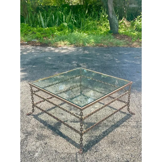 Vintage Boho Patinated Chain Coffee Table — additional photo 8