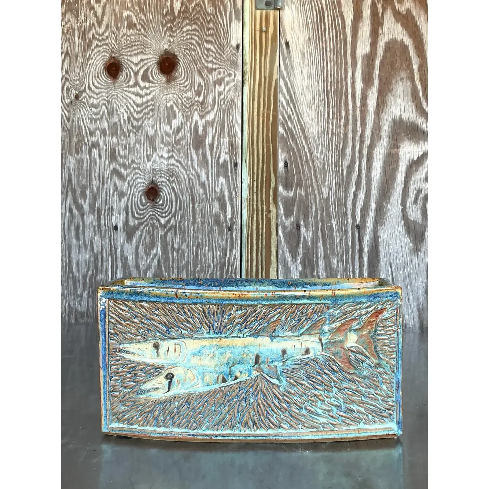 Vintage Boho Original Studio Pottery Fish Vase — additional photo 4