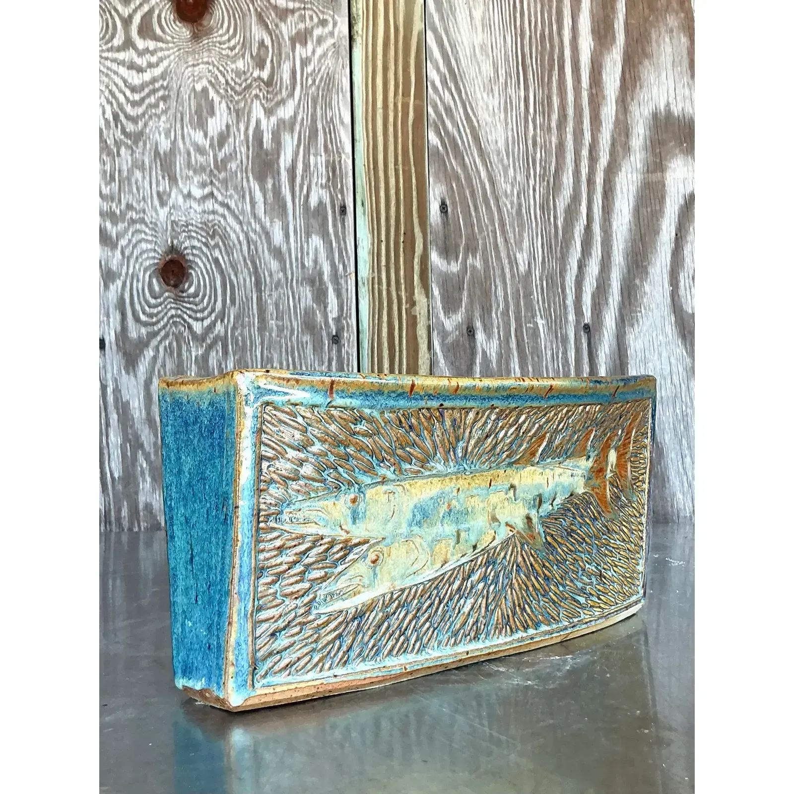 Vintage Boho Original Studio Pottery Fish Vase — additional photo 5