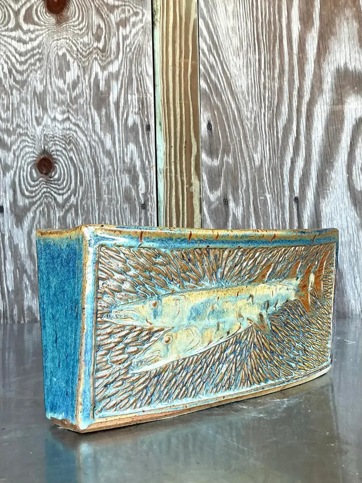 Vintage Boho Original Studio Pottery Fish Vase — additional photo 4