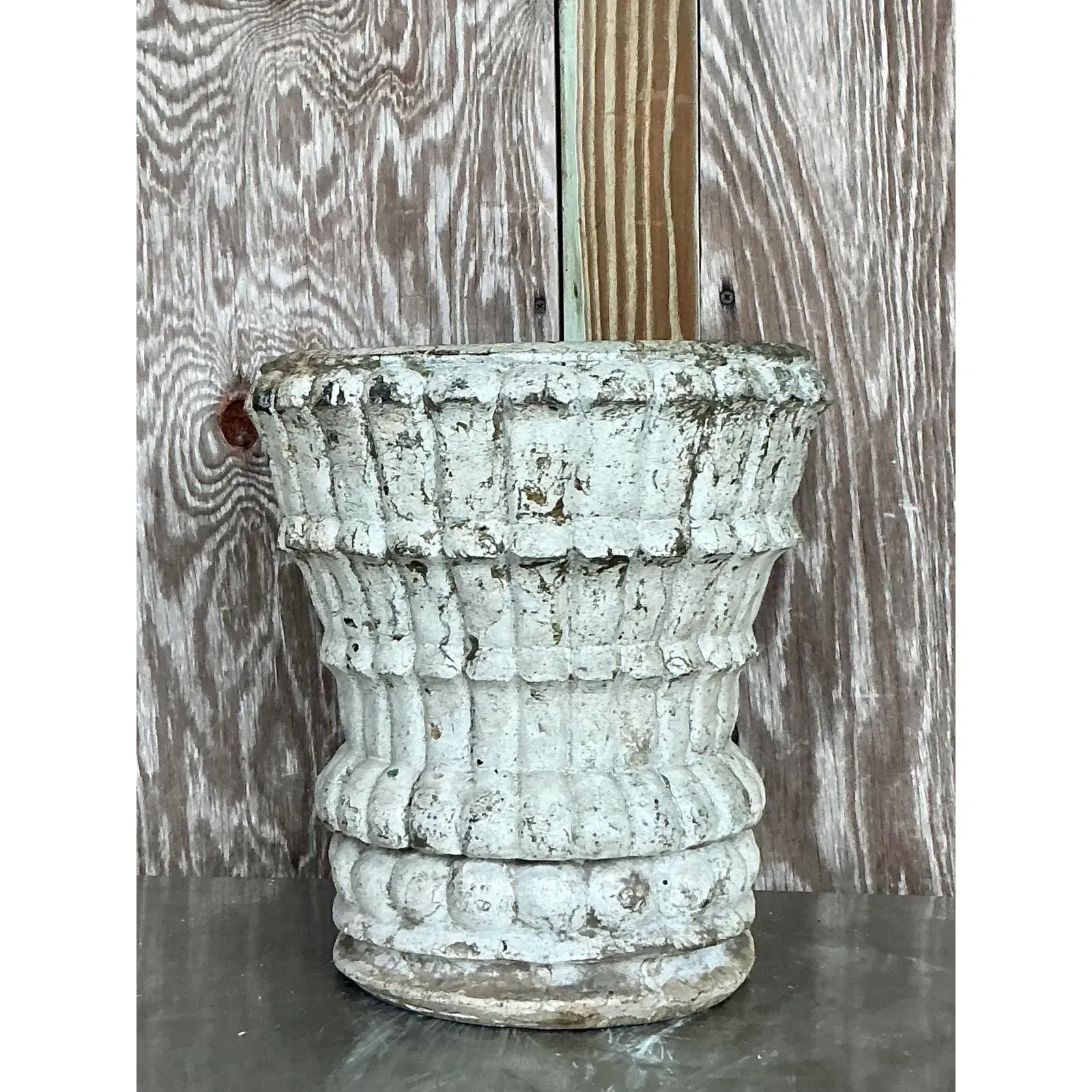 Mid 20th Century Boho Cast Stone Planter — additional photo 4