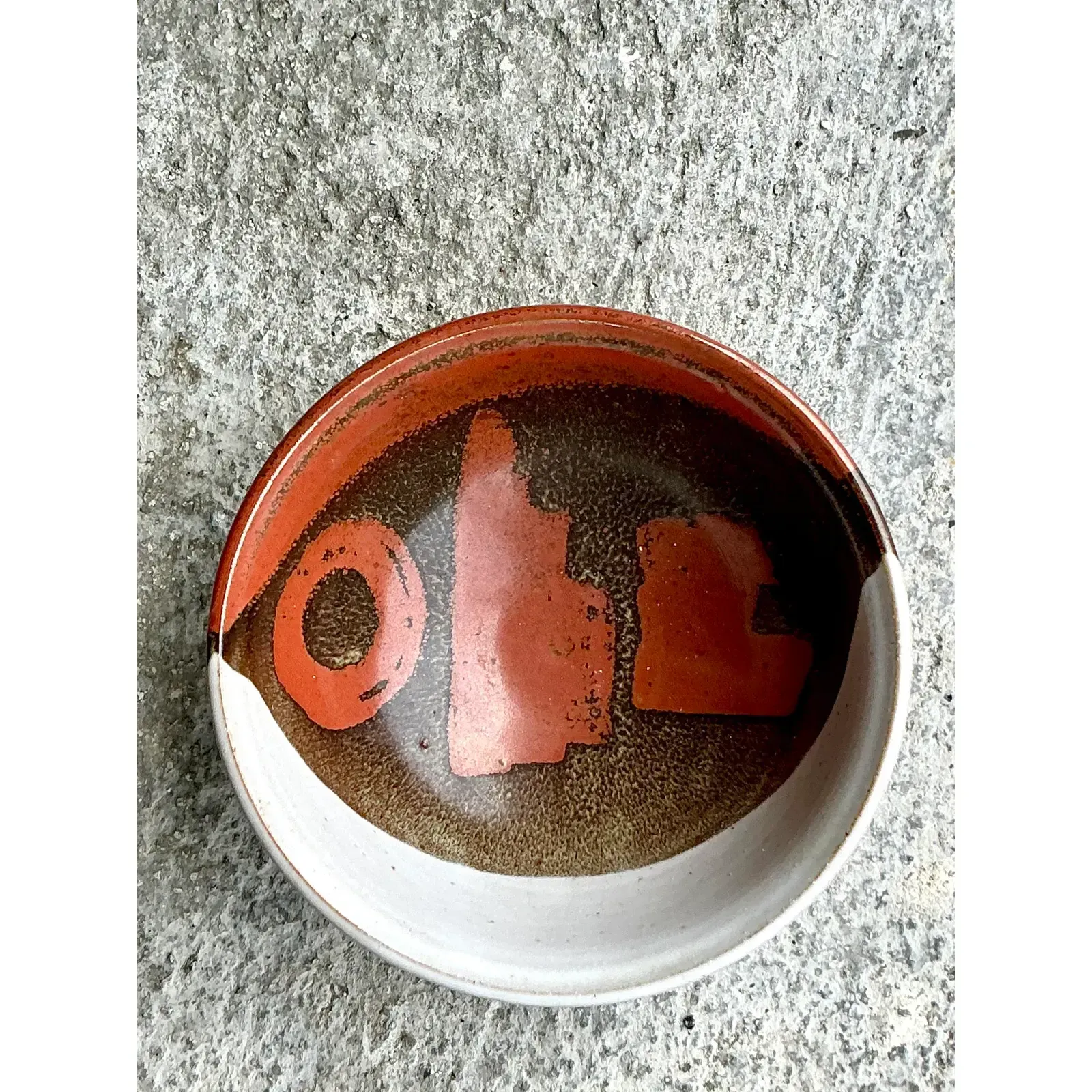 Vintage Boho Original Studio Pottery Bowl - Ceramic, 8.75W x 3.75H — additional photo 3