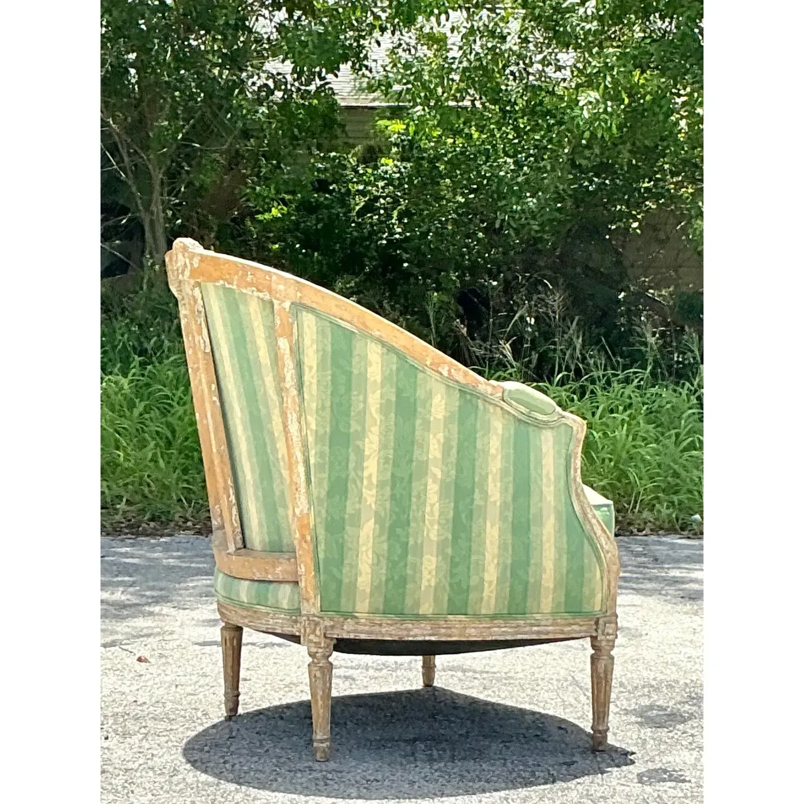 Vintage Regency Louis XVI Painted Bergere Chair — additional photo 3