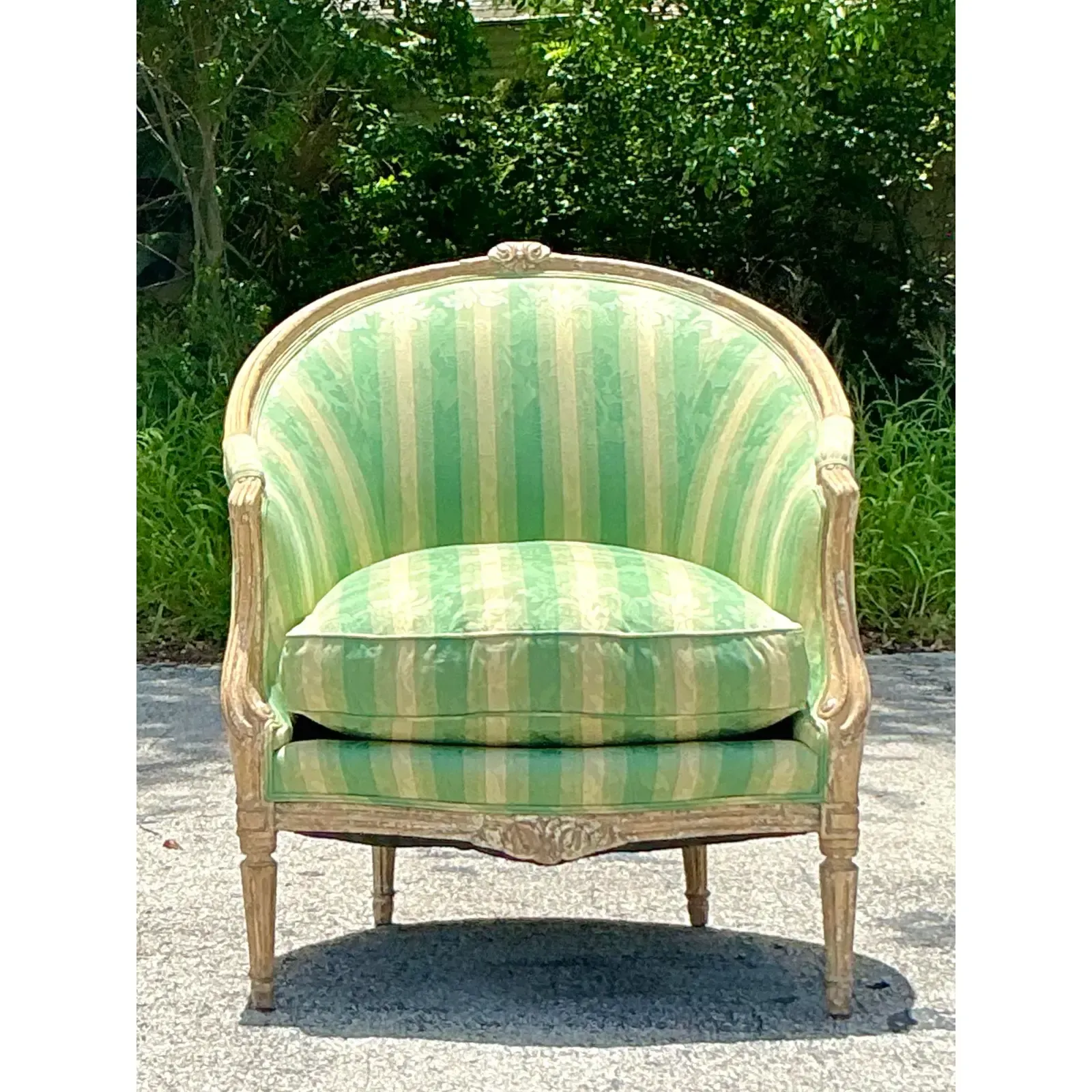Vintage Regency Louis XVI Painted Bergere Chair — additional photo 4