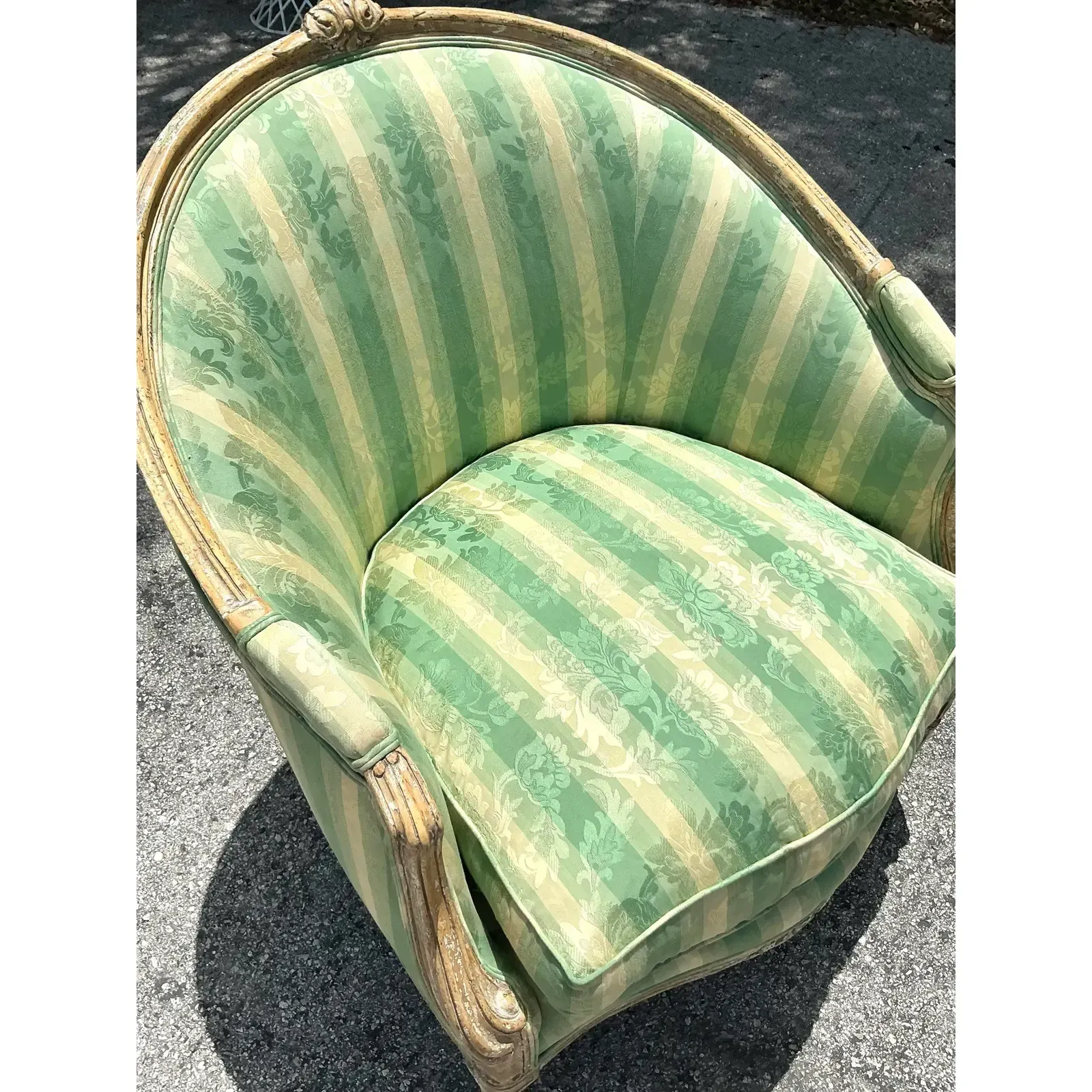 Vintage Regency Louis XVI Painted Bergere Chair — additional photo 6