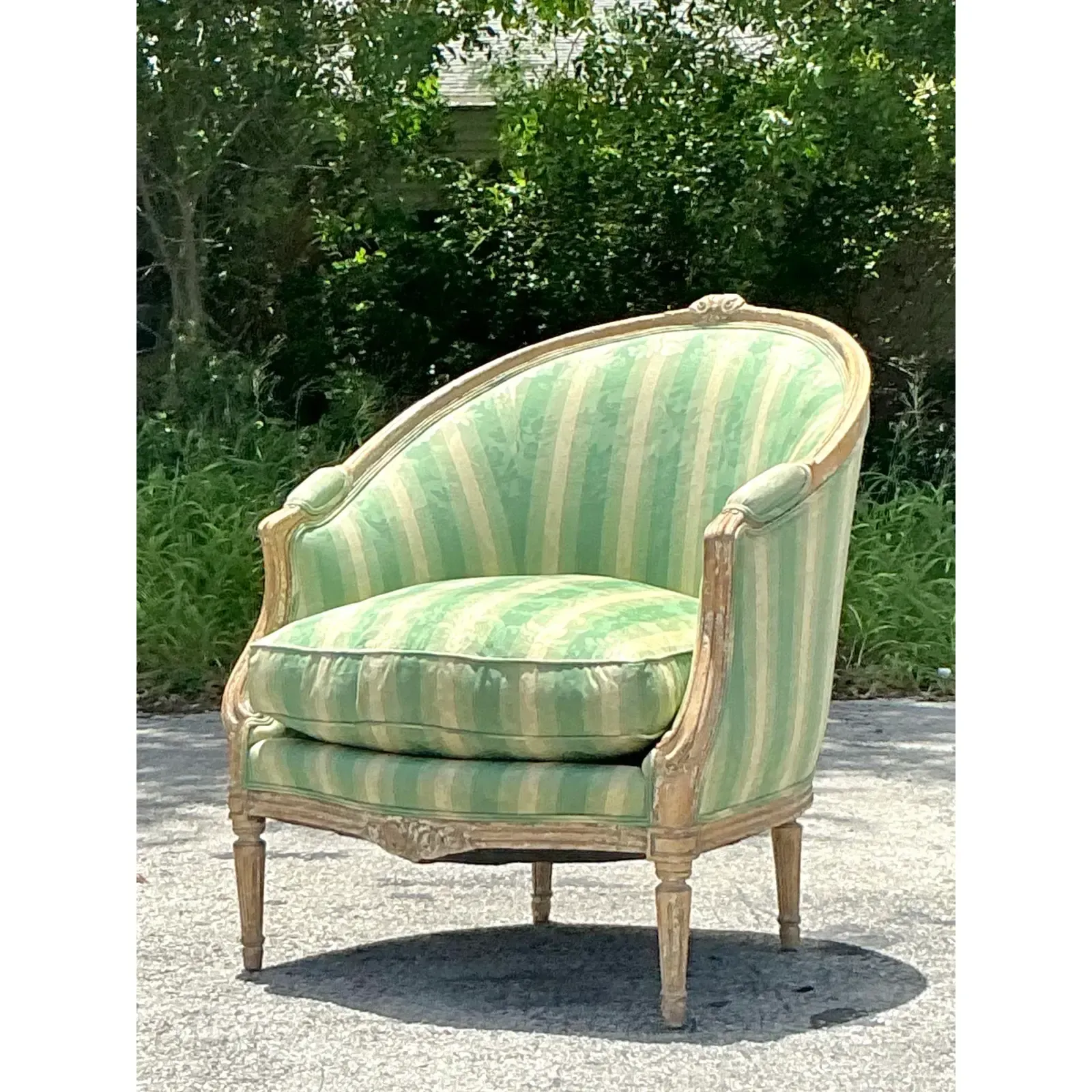Vintage Regency Louis XVI Painted Bergere Chair — additional photo 8